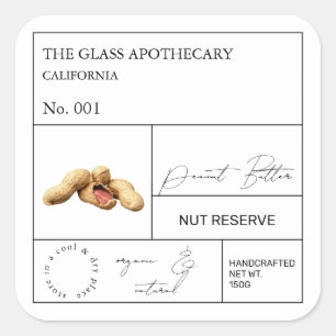 Adesivo Quadrado Rótulo de amendoim Apothecary