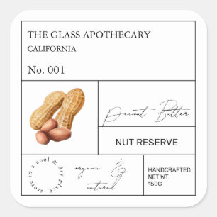 Adesivo Quadrado Rótulo de amendoim Apothecary