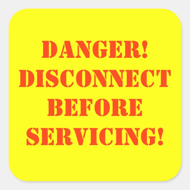 Adesivo Quadrado Rótulo de aviso de perigo (Frente)