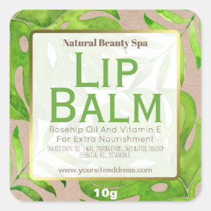 Adesivo Quadrado Rótulo de Balão de Lip de Folha Tropical Kraft V