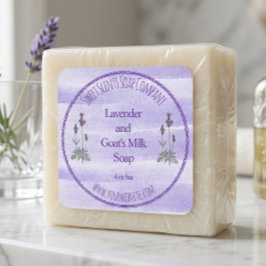 Adesivo Quadrado Rótulo de Banho e Cosméticos de Lavanda