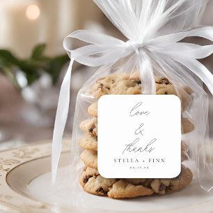 Adesivo Quadrado Rótulo de casamento Amor & Gratidão Roteiro Modern