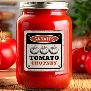 Adesivo Quadrado Rótulo de Chutney de Tomate Personalizado Enferruj