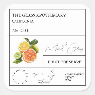 Adesivo Quadrado Rótulo de Citros Mistos Apothecary