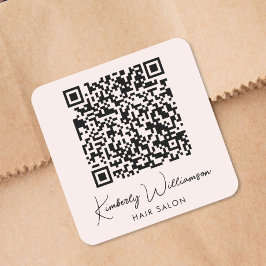Adesivo Quadrado Rótulo de Código QR de Script de Assinatura de Nom