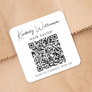 Adesivo Quadrado Rótulo de Código QR de Script de Assinatura de Nom