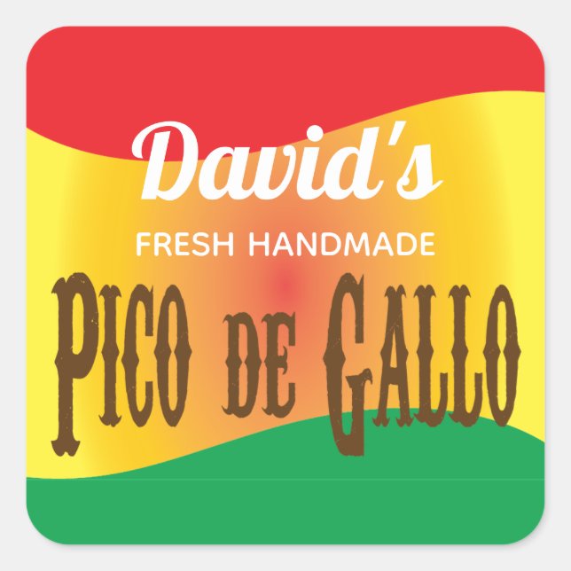 Adesivo Quadrado Rótulo de comida Pico de Gallo (Frente)