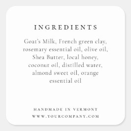 Adesivo Quadrado Rótulo de componente do produto elegante