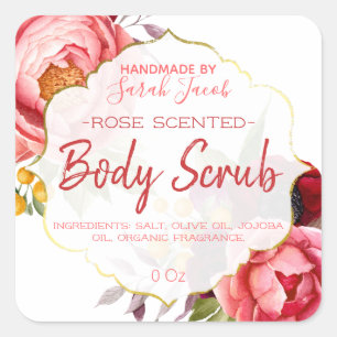 Adesivo Quadrado Rótulo de Controle de Corpo Floral Personalizáve