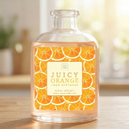 Adesivo Quadrado Rótulo de Difusor de Cana Personalizado Laranja Su