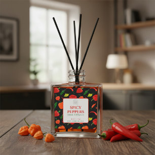 Adesivo Quadrado Rótulo de Difusor de Cana Personalizável Pimentas