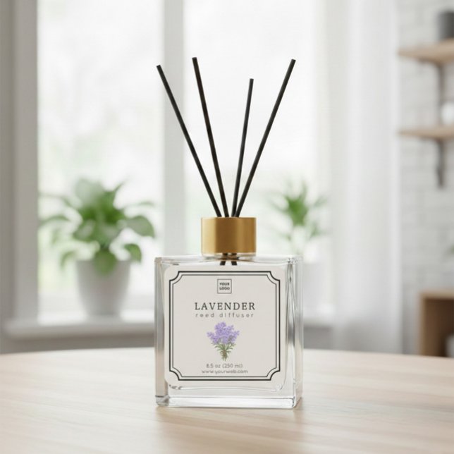 Adesivo Quadrado Rótulo de Difusor de Reed Lavanda (Criador carregado)