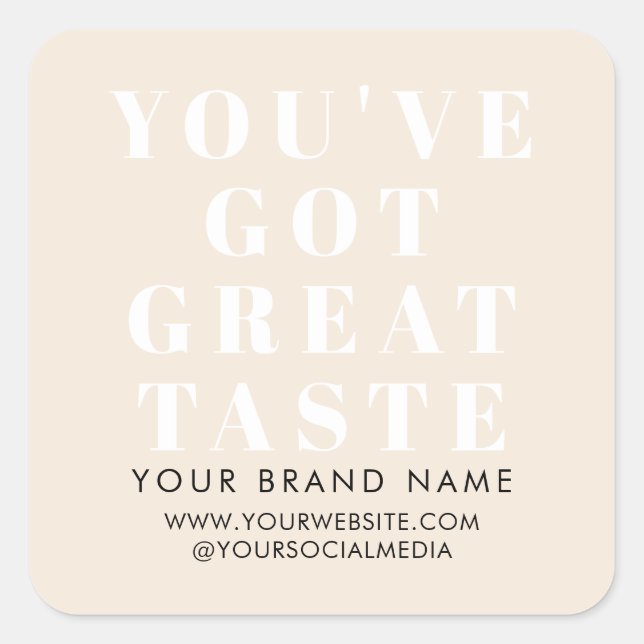 Adesivo Quadrado Rótulo de embalagem de caixa bege moderno (Frente)