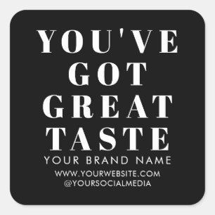 Adesivo Quadrado Rótulo de embalagem de caixa preta moderna