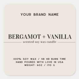 Adesivo Quadrado Rótulo de embalagem de rótulo simples de vela mode