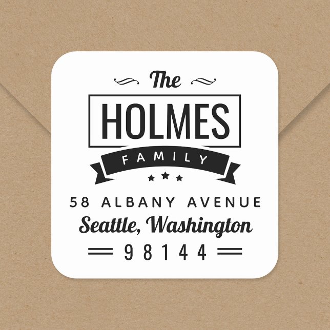 Adesivo Quadrado Rótulo de Endereço de Retorno do Crachá Russo Mode (Criador carregado)