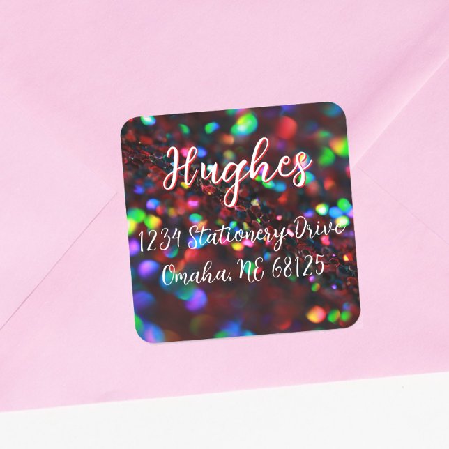 Adesivo Quadrado Rótulo de Endereço Escuro Vermelho Escuro (Criador carregado)