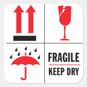 Adesivo Quadrado Rótulo de Entrega Frágil