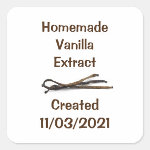 Adesivo Quadrado Rótulo de Extrato de Vanilla Homemade Simples