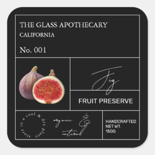 Adesivo Quadrado Rótulo de Fig Apothecário