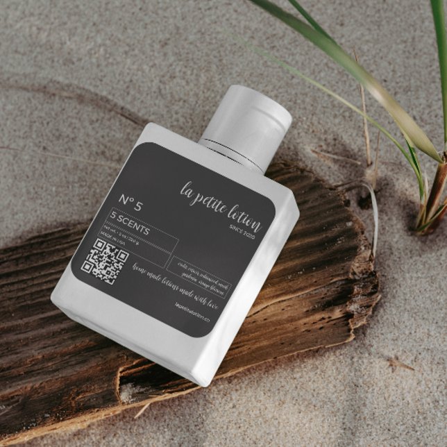 Adesivo Quadrado Rótulo de Garrafa Cosmética Moderna Elegante Preto (Criador carregado)