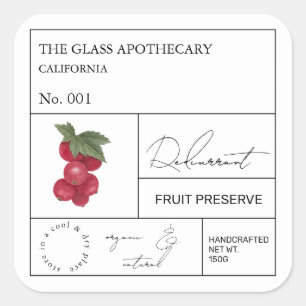 Adesivo Quadrado Rótulo de groselha Redundante Apothecary