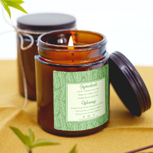 Adesivo Quadrado Rótulo de Ingredientes de Vela Verde de Folhas Tro
