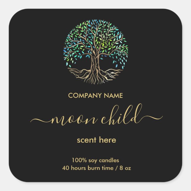 Adesivo Quadrado Rótulo de jarro Celestial de Tensão de Vida (Frente)