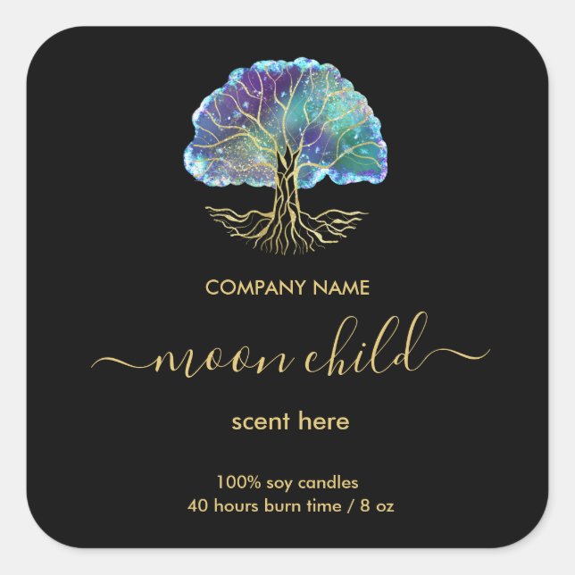 Adesivo Quadrado Rótulo de jarro Celestial de Tensão de Vida (Frente)