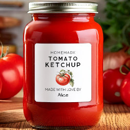 Adesivo Quadrado Rótulo de Ketchup de tomate caseiro