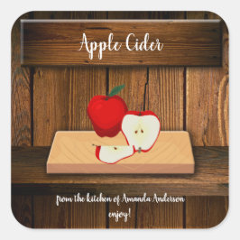 Adesivo Quadrado Rótulo de Lata Quadrada de Cider de Maçã