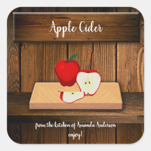 Adesivo Quadrado Rótulo de Lata Quadrada de Cider de Maçã