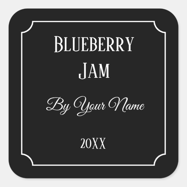 Adesivo Quadrado Rótulo de latência personalizado preto (Frente)