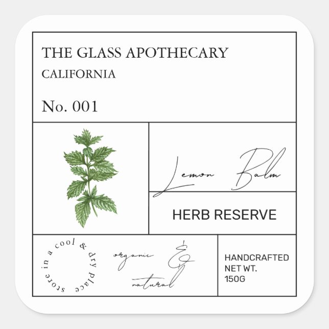 Adesivo Quadrado Rótulo de Limão-Limão Apothecary (Frente)