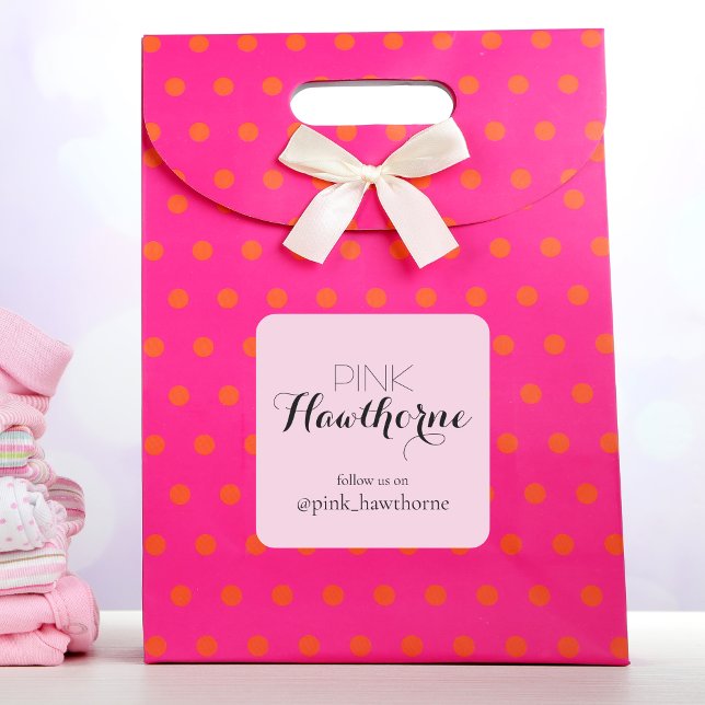 Adesivo Quadrado Rótulo de Marca Comercial Neutra Rosa (Pink Neutral Business Branding Label)