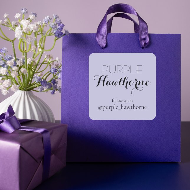Adesivo Quadrado Rótulo de Marca Comercial Neutra Roxa (Purple Neutral Business Branding Label)