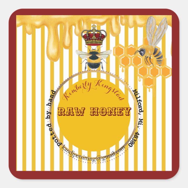 Adesivo Quadrado rótulo de mel (Frente)