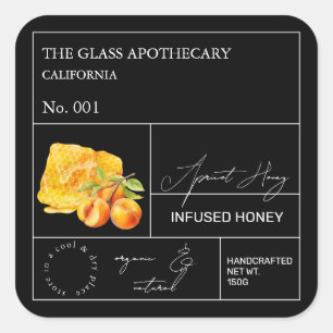 Adesivo Quadrado Rótulo de Mel de Apricot Infuso