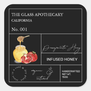Adesivo Quadrado Rótulo de Mel de Pomegranato de Apothecary