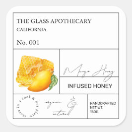 Adesivo Quadrado Rótulo de Mel Infuso de Mango Apothecary