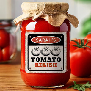 Adesivo Quadrado Rótulo de Molho de Tomate Personalizado com sinal