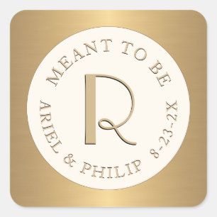 Adesivo Quadrado Rótulo de Monograma Mini para ser com Data de Casa