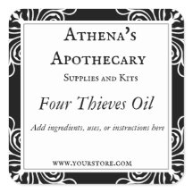 Rótulo de Óleo Ortográfico de Flor Preto e Branco