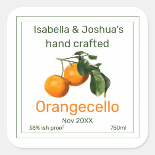 Adesivo Quadrado rótulo de Orangecello   ilustração vintage de lara