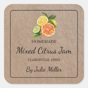 Adesivo Quadrado Rótulo de Papel Kraft Misturado de Citrus Jam Squa