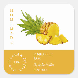 Adesivo Quadrado Rótulo de Pequenas Empresas do Pineapple