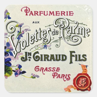 Adesivo Quadrado Rótulo de Perfume da Violeta Francesa