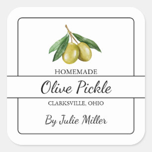 Adesivo Quadrado Rótulo de Pickle Square de Olivle Casada