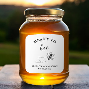 Adesivo Quadrado Rótulo de Pote de Mel Meant to Bee, Favor de Casam
