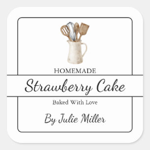 Adesivo Quadrado Rótulo de Praça de Cozinhar de Baking Homemade